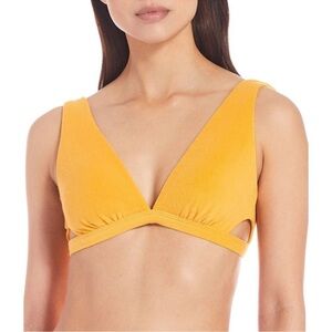 Gianni Bini Terry Solids Wide Strap Bralette Swim Top Yellow Womens Size Small